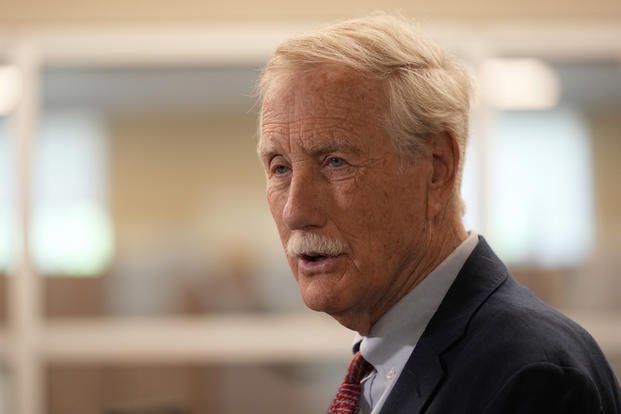 Sen. Angus King, I-Maine, speaks to reporters