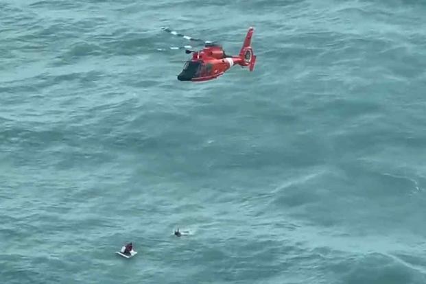 Coast Guard rescues a man clinging to a cooler off Longboat Key, Florida