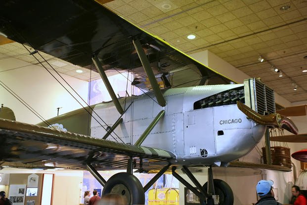 The Douglas World Cruiser ‘Chicago’ is displayed at the National Air and Space Museum in Washington, D.C.