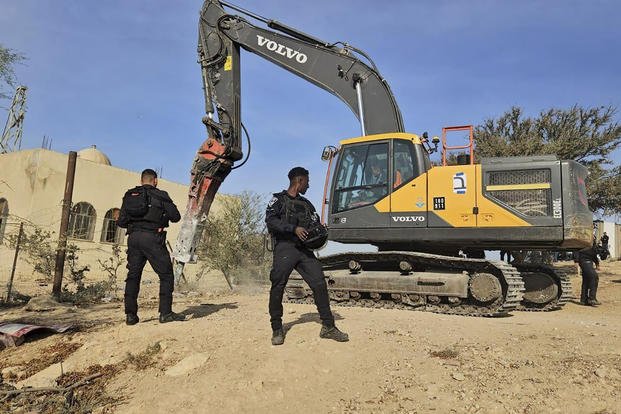 Israeli police in the Bedouin village of Umm al-Hiran in southern Israel