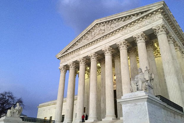 The Supreme Court at sunset in Washington