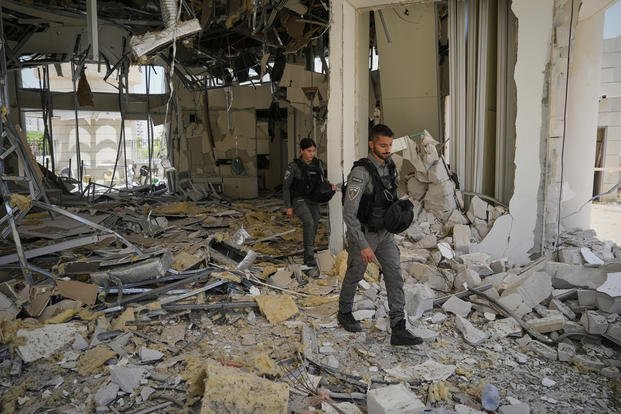 Building hit by a missile launched from Iran, in Petah Tikva, Israel