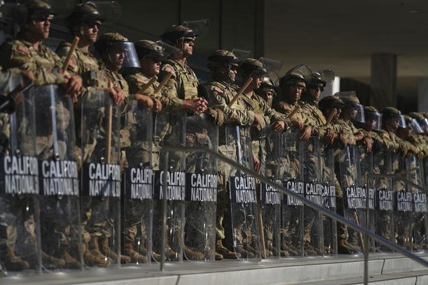 California National Guard are positioned at the Federal Building