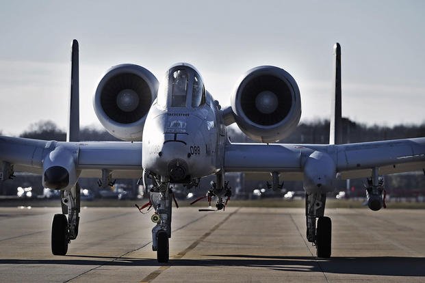 A Maryland Air National Guard A-10 Warthog attack plane taxis for a training flight. (Kenneth K. Lam/The Baltimore Sun/TNS)