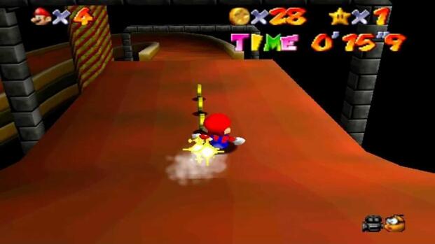 Super Mario 64 Mario Slides Down Path