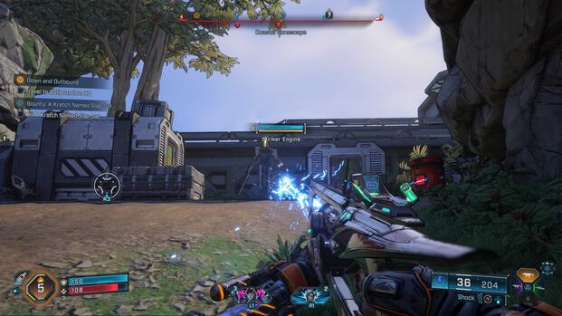 Shooting enemies with an electric rifle in Borderlands 4 (2025)