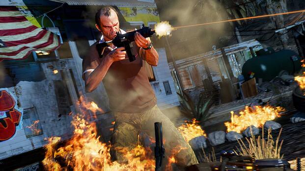 Trevor shooting in Grand Theft Auto 5