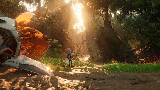 Exploring a world as Rivet in Ratchet & Clank A Rift Apart (2021)