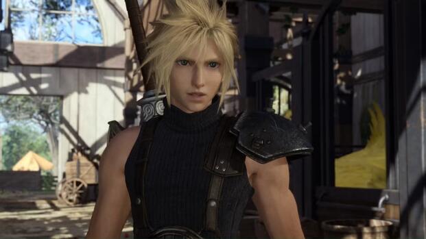 Cloud in a barn in Final Fantasy 7 Rebirth