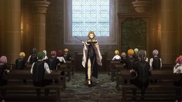 A scene featuring characters in class in Fire Emblem Three Houses