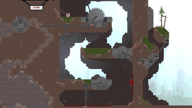 Climbing a wall in Super Meat Boy (2010)