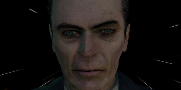 gman in front of a black background in half-life 2