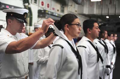 Navy uniform inspection, neckerchief tie
