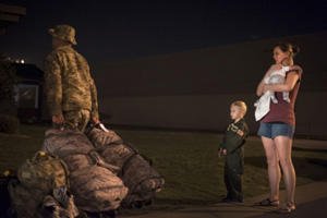 Drain family says goodbye before deployment.