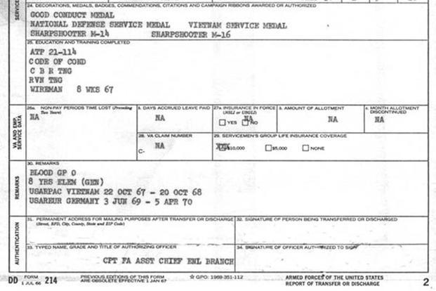 DD-214 sample form