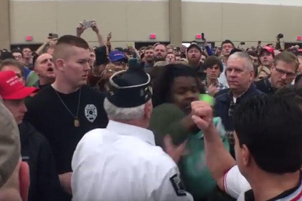 Senior Citizen Veteran Fights Protester at Louisville Trump Rally (Screengrab: YouTube)