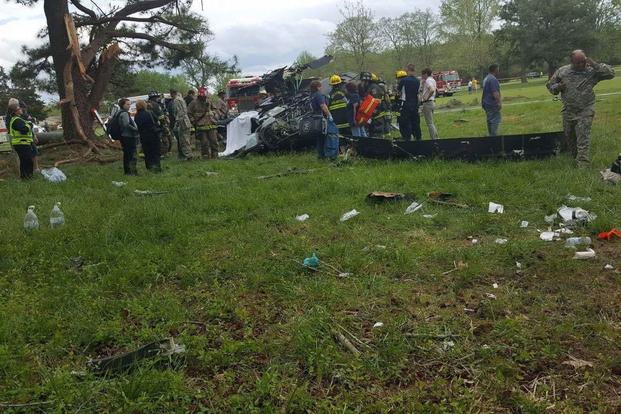 Another photo from the crash scene where a U.S. Army UH-60 Black Hawk helicopter went down around 1:50 p.m. April 17 at the Breton Bay Golf Course and Country Club in Leonardtown in Maryland. (TheBayNet.com photo)