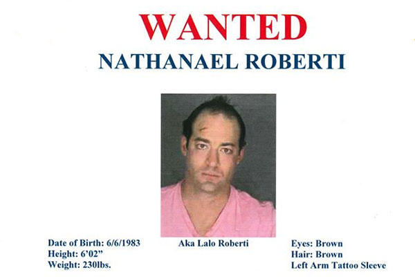 Nathaniel "Lalo" Roberti's "Wanted" poster. (Photo courtesy of the Long Beach, NY Police Department)
