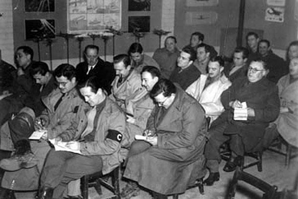 In February 1943, a group of civilian and military journalists known as the Writing 69th participated in a training program sponsored by the 8th Air Force. Andy Rooney and Walter Cronkite were among those journalists. (U.S. Army photo)
