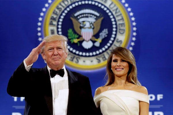 45th President of the United States Donald J. Trump and First Lady Melania Trump. They attended three inaugural balls on Jan. 20, including the Salute to the Armed Services Ball. (Photo courtesy Voice of America)