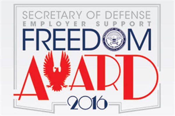 Secretary of Defense Employer Support Freedom Award 2016 logo.