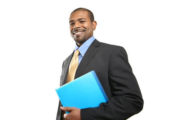 A businessman holding a portfolio