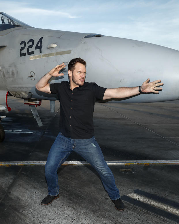 SAN DIEGO, CA - DECEMBER 12: Actor Chris Pratt jokes around at Marine Corps Air Station Miramar on December 12, 2016 in San Diego, California. (Photo by Rich Polk/Getty Images for Sony Pictures Entertainment )
