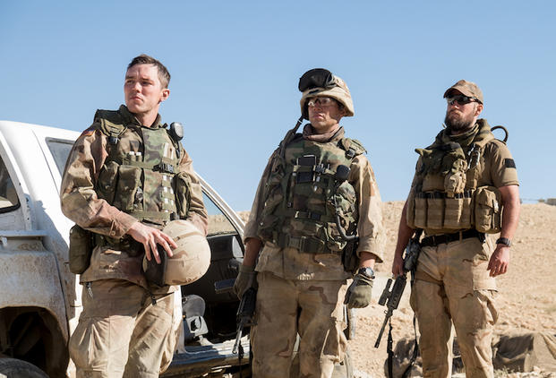 Nicholas Hoult, Logan Marshall-Green and Henry Cavill in Sand Castle (photo courtesy Netflix)