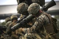 U.S. Marines reload the Carl Gustav rocket system during live fire training at Range 7 aboard Camp Hansen, Oct. 25, 2017. (U.S. Marine Corps photo/Aaron S. Patterson)