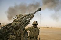 U.S. Army artillery Soldiers respond to a fire mission in support of Combined Joint Task Force - Operation Inherent Resolve in order to provide assistance to their Iraqi partners, Nov. 6, 2017. (U.S. Marine Corps/Cpl. F. Cordoba)