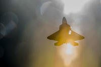 An F-22 Raptor fighter jet assigned to the 1st Fighter Wing at Joint Base Langley-Eustis, Virginia, takes off toward the Nevada Test and Training Range during Red Flag 18-1 at Nellis Air Force Base, Nevada, Feb. 5, 2018. (U.S. Air Force photo/Kevin Tanenbaum)