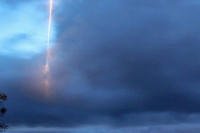 A mysterious object was seen off the coast of a Washington state island. The military denies it was a missile launch.  (Facebook photo via SkunkBay Weather)