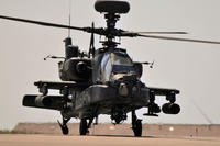 A U.S. Army Apache helicopter with D Company, 1st Battalion, 3rd Aviation Regiment (Attack Reconnaissance) returns from a maintenance test flight Aug. 17, 2018, at Katterbach Army Airfield in Ansbach, Germany. (U.S. Army photo/Charles Rosemond)