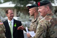 Dr. Thomas Piazza, Invisible Wounds Center director, talks with Green Berets from the 7th Special Forces Group before a ribbon-cutting ceremony to open the Air Force’s first Invisible Wounds Center at Eglin Air Force Base, Fla., Aug. 30, 2018. The center will serve as a regional treatment center for post-traumatic stress, traumatic brain injury, associated pain conditions and psychological injuries. (U.S. Air Force photo/Ilka Cole)
