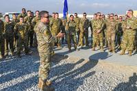 Gen. Austin &quot;Scott&quot; Miller, Resolute Support Mission commander, visits 6th Battalion, Task Force Shadow, 101st Combat Aviation Brigade, 101st Airborne Division ( Air Assault), at Bagram Airfield, Afghanistan, on Dec.24, 2018. Sgt. Steven Lopez/Army