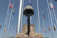 A memorial to a fallen service member stands in Kabul in 2014. (Haley Zimmerman, screengrab via DVIDS)