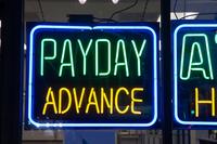Neon sign advertising payday advance loans