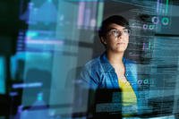 Woman and computer screen