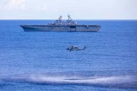 MH-60R Seahawk Helicopter and USS Wasp