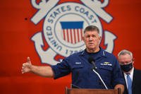 Adm. Karl Schultz, commandant of the U. S. Coast Guard, speaks