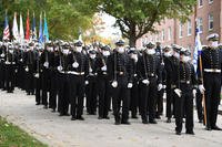 U.S. Coast Guard Academy cadets conduct a regimental review