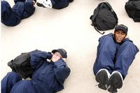 New recruits perform sit-ups