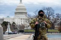 A military police officer secures an area near the U.S. Capitol.