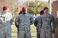 4th Military Information Support Group (Airborne) watches unveiling of flag at Fort Bragg.