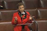 Rep. Barbara Lee, D-Calif., speaks on the floor of the House of Representatives.