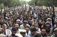 Afghan militiamen and Afghan defense and security forces in Kabul.