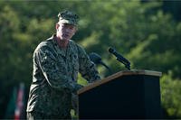 Navy Adm. William McRaven, commander of the U.S. Special Operations Command, gives a speech at Fort Bragg.