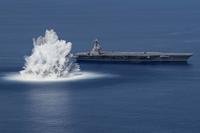 USS Gerald R. Ford completes the first scheduled explosive event of Full Ship Shock Trials.