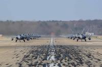 F-22 Raptors from the 1st Fighter Wing and 192nd Fighter Wing.