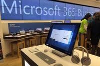 Microsoft computer is among items displayed at a Microsoft store